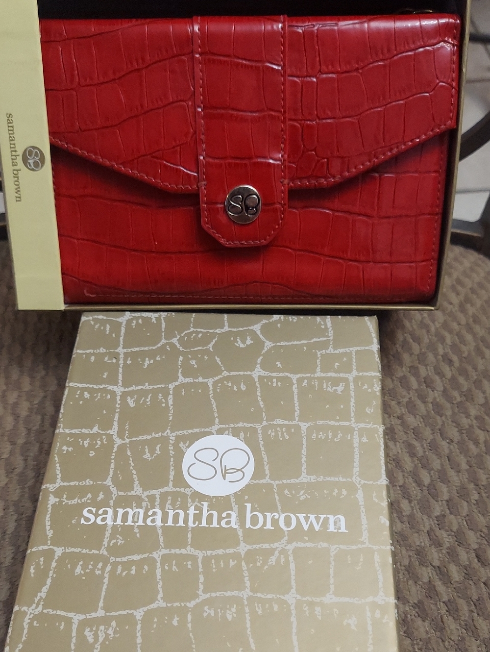 Samantha Red Croco Embossed Purse